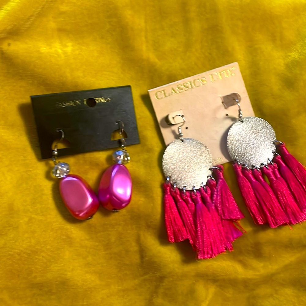 Hot Pink! 2 pair of fabulous earrings for pierced ears